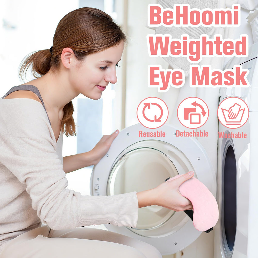 BeHoomi heated eye mask in use offering warm compress and instant relaxation