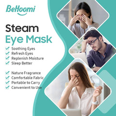 BeHoomi mask on model relaxing demonstrates soothing warmth