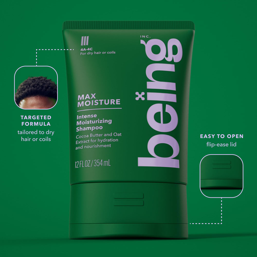 BEING INC cocoa butter close-up emphasizing natural nourishment for softer hair