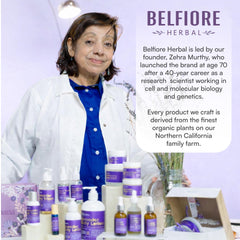 Belfiore Herbal bottle held in hand displaying compact travel size benefit