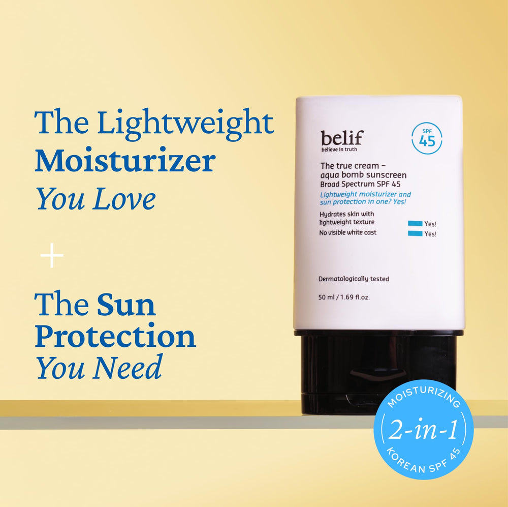 belif dispensing sunscreen from pump to show easy daily application