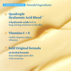 belif open jar revealing creamy gel texture for quick absorption
