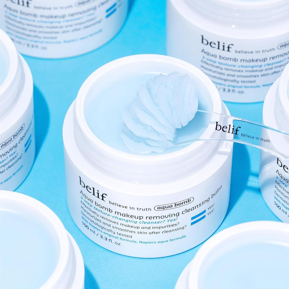 belif cleansing balm being massaged on skin showing effective makeup removal