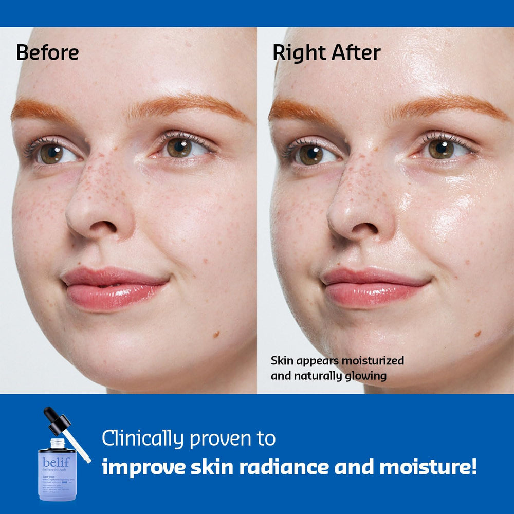 belif close-up of silky serum texture highlighting fast absorption benefit