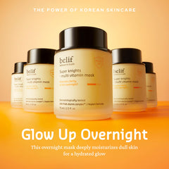 belif open jar revealing soft yellow mask for overnight radiance