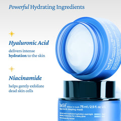 belif open jar revealing smooth jelly mask and easy scoop application benefit