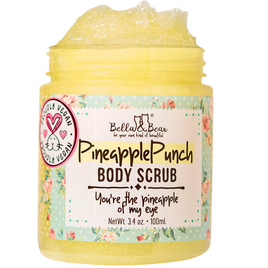 Bella and Bear front jar view showing travel-size and pineapple scent benefit