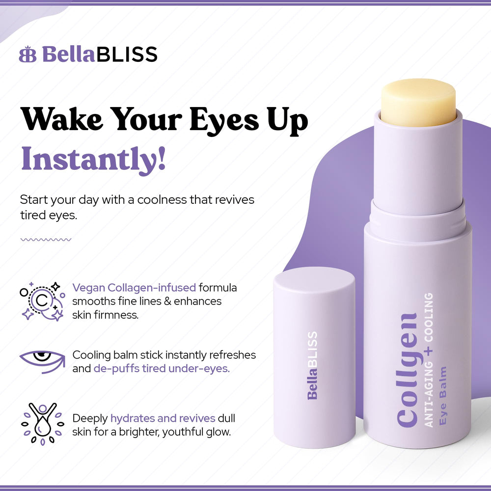 Bella Bliss close-up of balm tip, precise applicator for targeted under-eye cooling