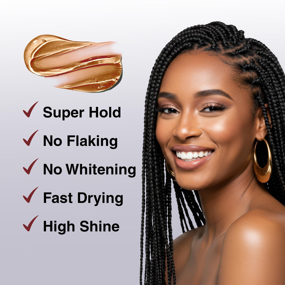 BELLATIQUE used during braiding to secure strands and reduce frizz