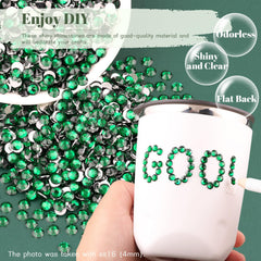 BELLEBOOST dark green rhinestones applied on 3D nail art, enhancing salon-style designs