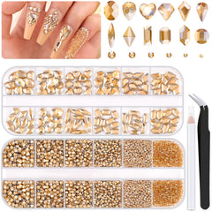 BELLEBOOST front packaging showing full champagne gold rhinestone kit and contents for convenience