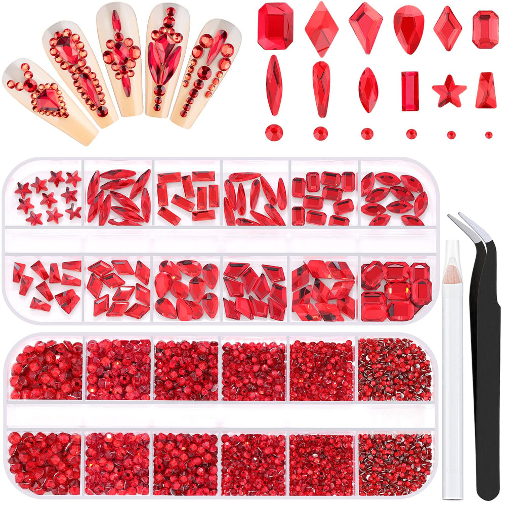 BELLEBOOST front packaging displaying full 3220pcs red rhinestones kit for convenience