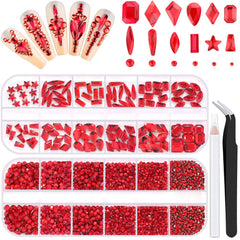 BELLEBOOST front packaging displaying full 3220pcs red rhinestones kit for convenience