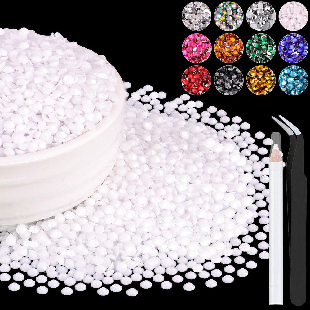 BELLEBOOST front packaging showing 8000 white rhinestones and included tools, easy project supply