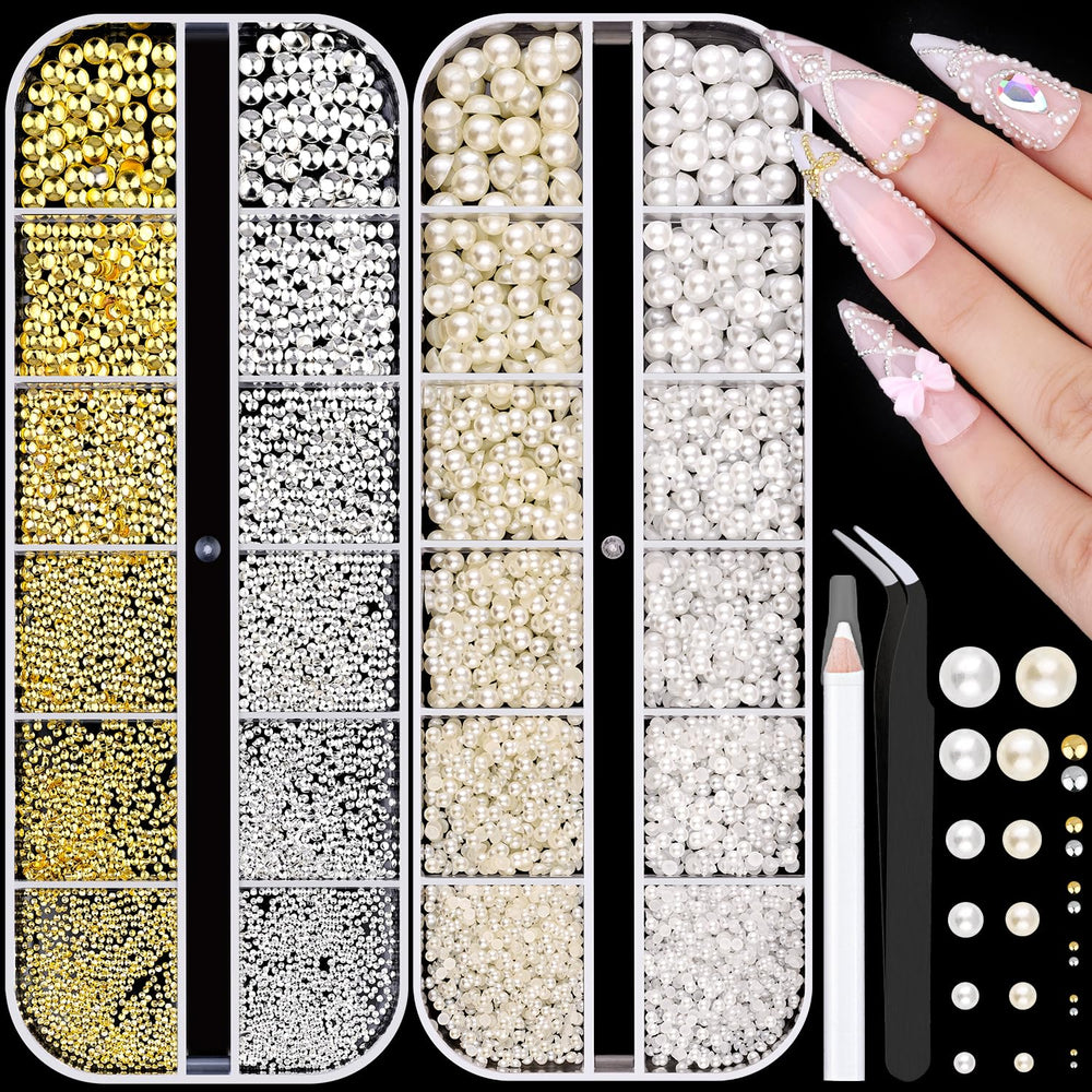 BELLEBOOST front packaging showing full 7500pcs nail charms kit and included tools
