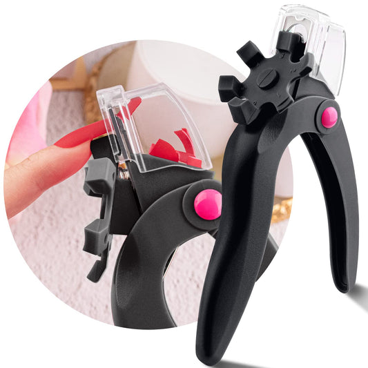 BELLEBOOST front view of adjustable clipper showing full tool and ergonomic handle for comfortable manicures