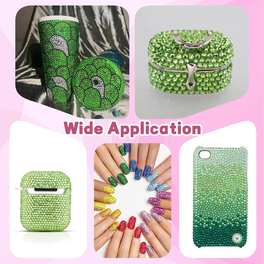 BELLEBOOST applying rhinestones to a phone case showing secure adhesion and visual impact