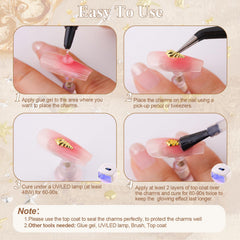 BELLEBOOST nail design in use with gold stars and silver beads creating contrast