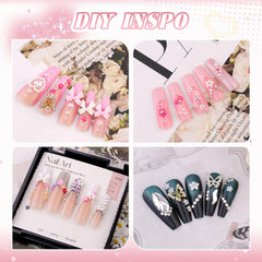 BELLEBOOST flatback pearl bow and heart charms highlighting girly accents for nails