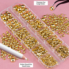 BELLEBOOST array of pearls from 2mm to 8mm showcasing size variety for varied nail designs