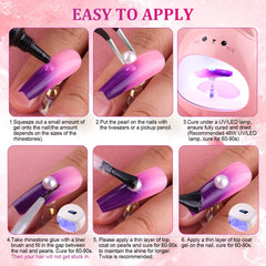 BELLEBOOST pearls applied on nail art showing delicate decorative enhancement