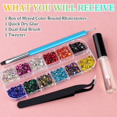 BELLEBOOST gems beside ruler showing 2–5mm sizes for scale