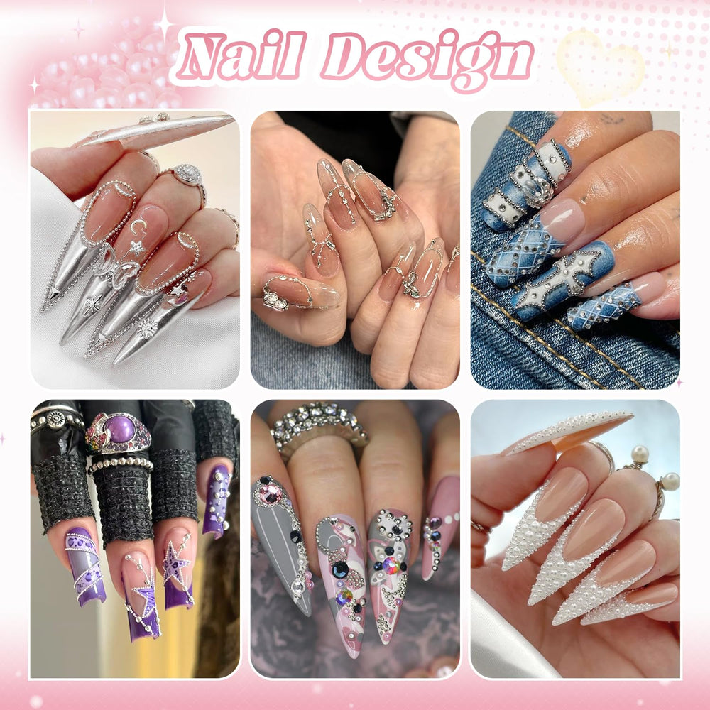 BELLEBOOST silver chains detail highlighting linear embellishment options for nail design