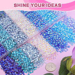 BELLEBOOST rhinestones next to a hand for size and quantity scale, ideal for large projects