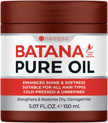 BELLISSO batana oil front packaging showing natural restorative benefits