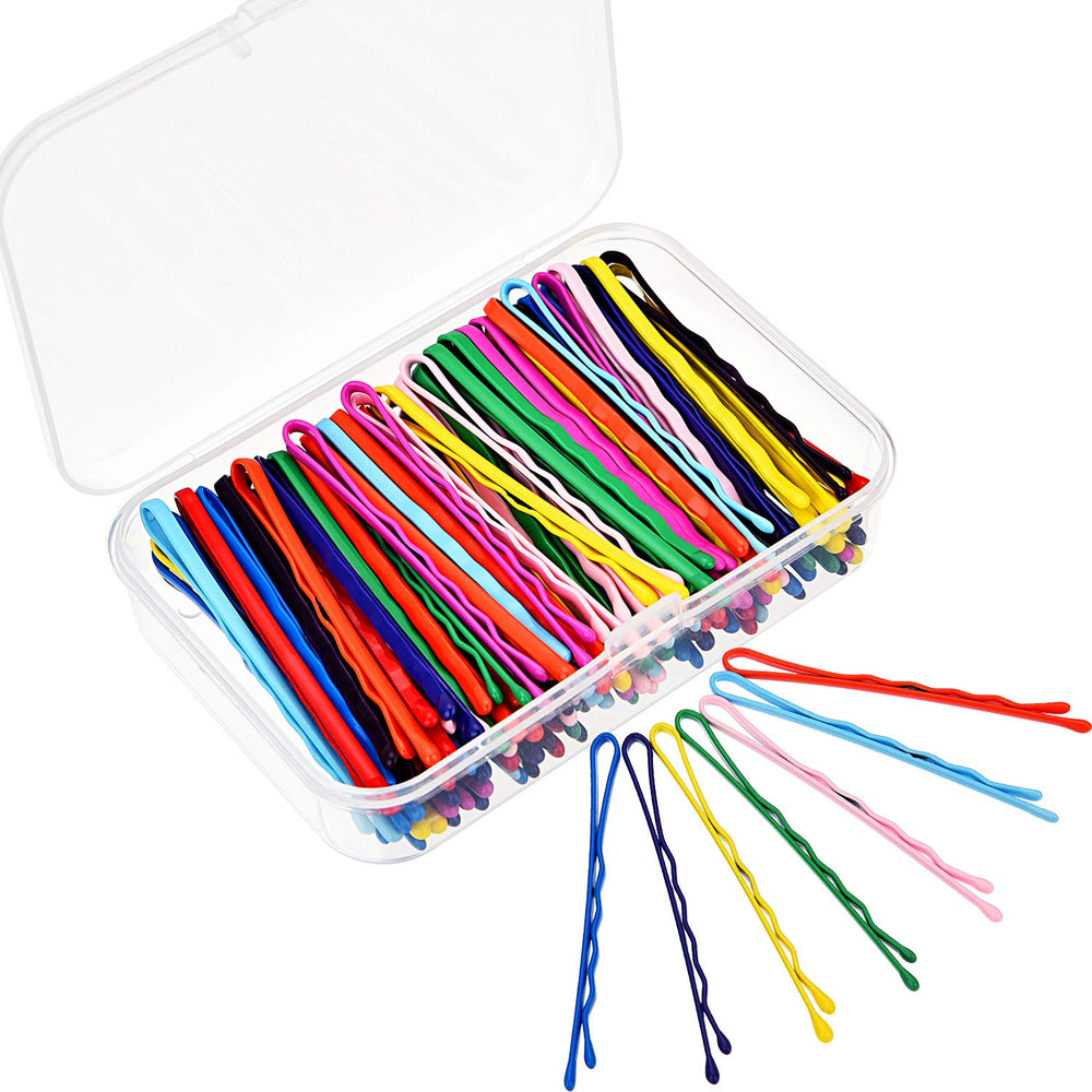 Bememo clear box of colorful bobby pins for tidy storage and quick access