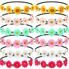 Bememo front view of daisy headband showing fresh floral styling and lightweight comfort