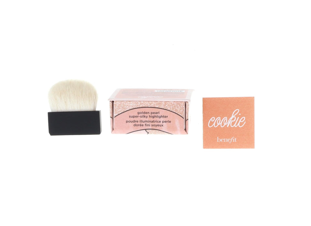 Benefit Cookie Powder open with custom rounded brush and mirror demonstrating easy touch-ups