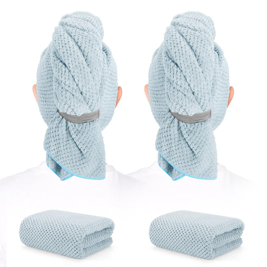 BEoffer front view of two towel wraps showing size and color benefits