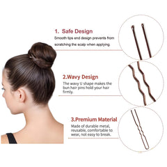 BEoffer U shaped pins securing a bun with a discreet secure hold benefit