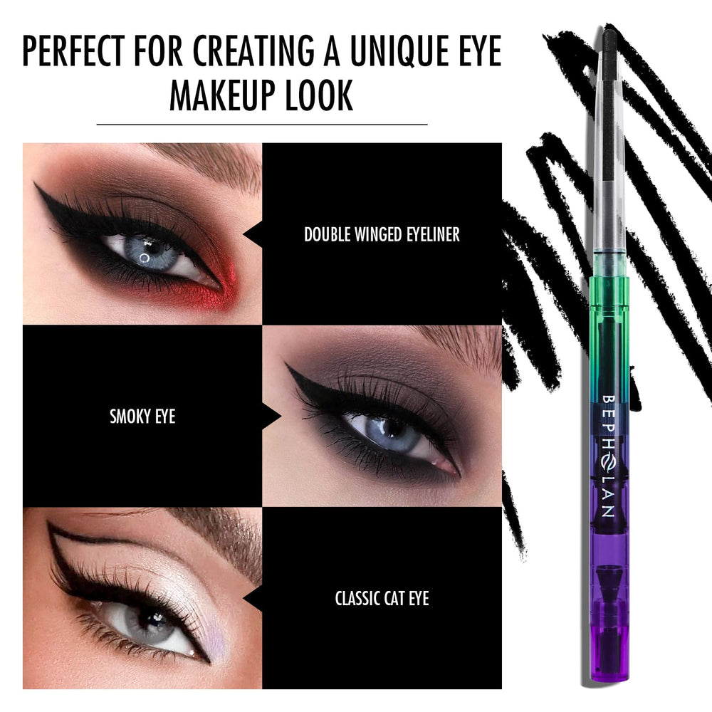 BEPHOLAN eyeliner beside a hand for scale highlighting compact travel-friendly size