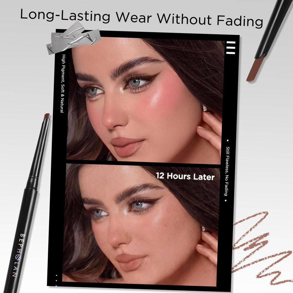BEPHOLAN brown eyeliner swatches on skin showing buildable pigment and matte finish
