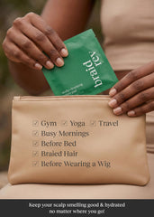 Bephor pad applied to scalp along part to remove buildup and soothe