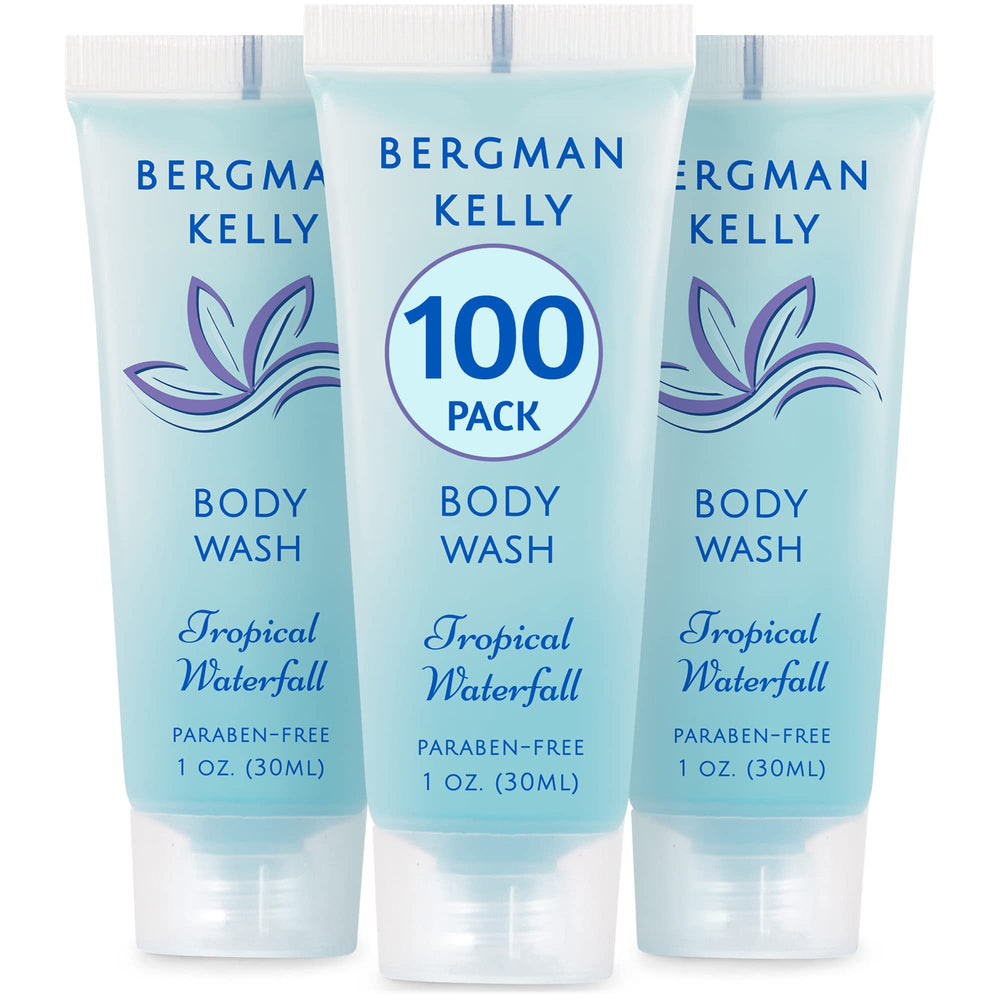 BERGMAN KELLY front packaging showing tropical waterfall scent and benefit of refreshing formula