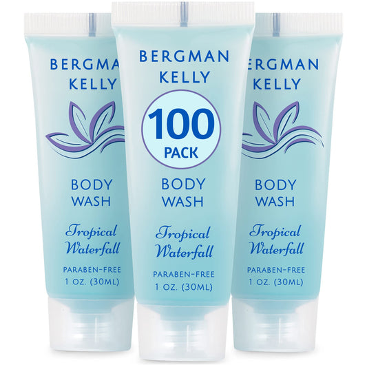 BERGMAN KELLY front packaging showing tropical waterfall scent and benefit of refreshing formula