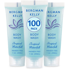 BERGMAN KELLY front packaging showing tropical waterfall scent and benefit of refreshing formula