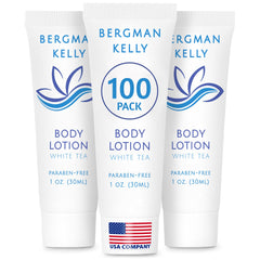 BERGMAN KELLY front packaging showing white tea lotion and brand benefits