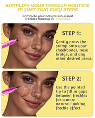 Berinist in use applying freckles on cheek for natural sun-kissed look