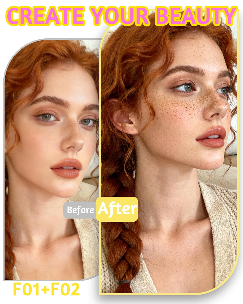 Berinist pen in use stamping freckles for natural sun-kissed effect