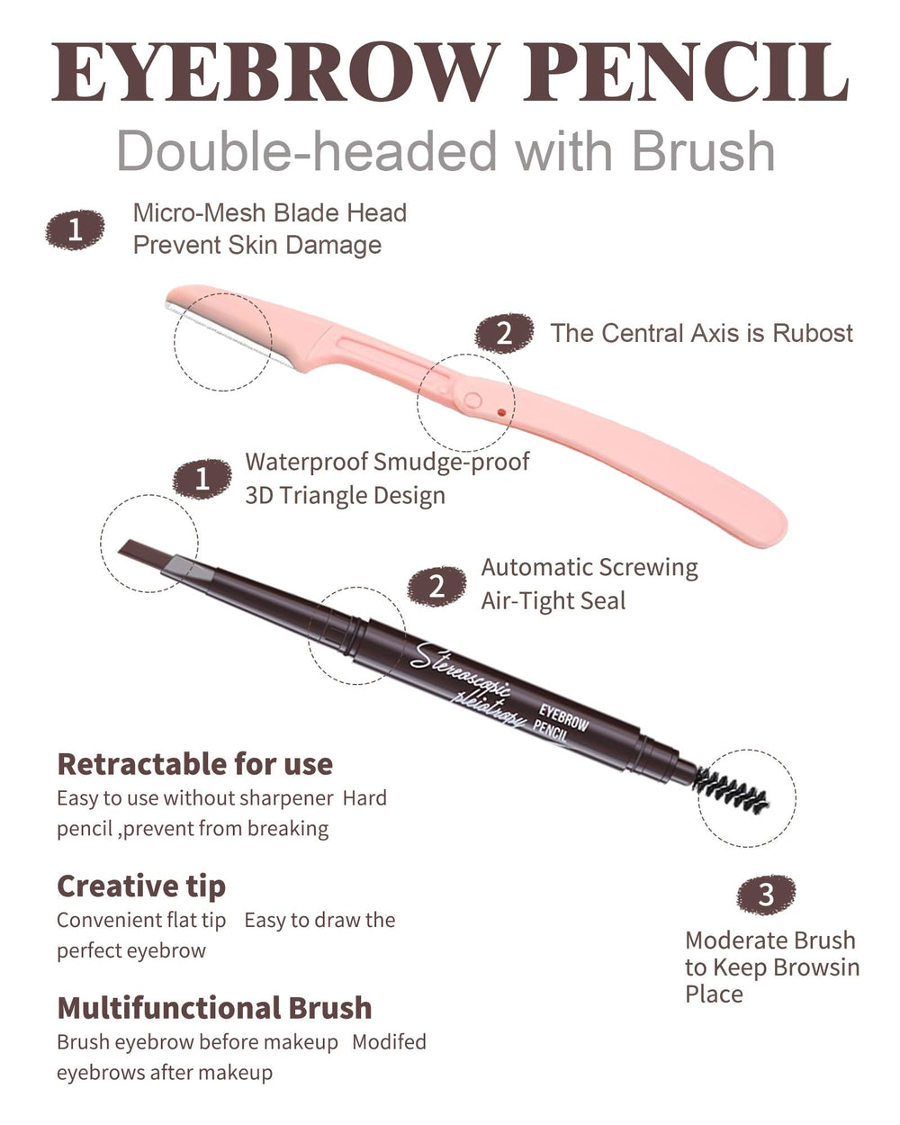 Berinist spoolie brush detail blends product for soft, natural brows