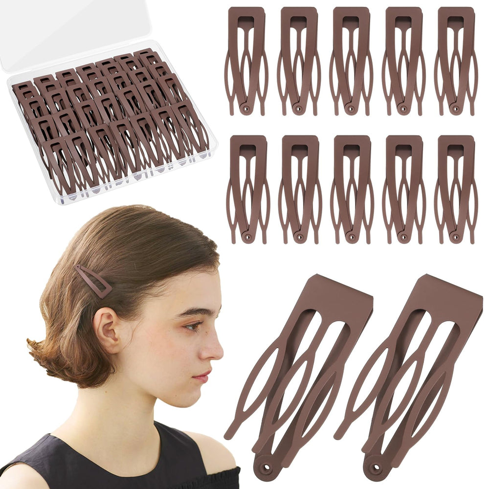 BESARME front view of 36 brown snap clips in box, organized and travel-ready