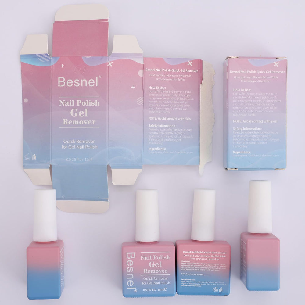 BESNEL three 0.5 fl oz bottles top view highlighting compact travel-ready size and labels