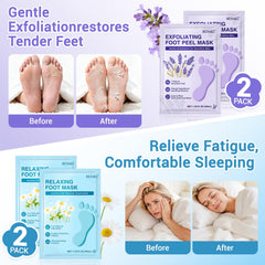 BESNEL wearable foot mask sock with adhesive tab demonstrating secure fit