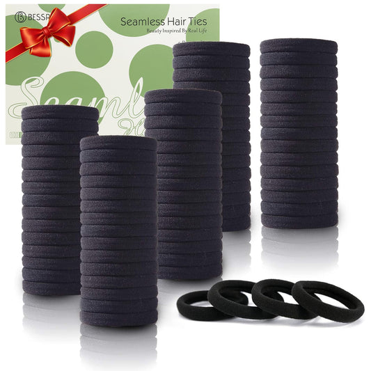 Bessrung front packaging showing 100 black hair ties and value pack benefit