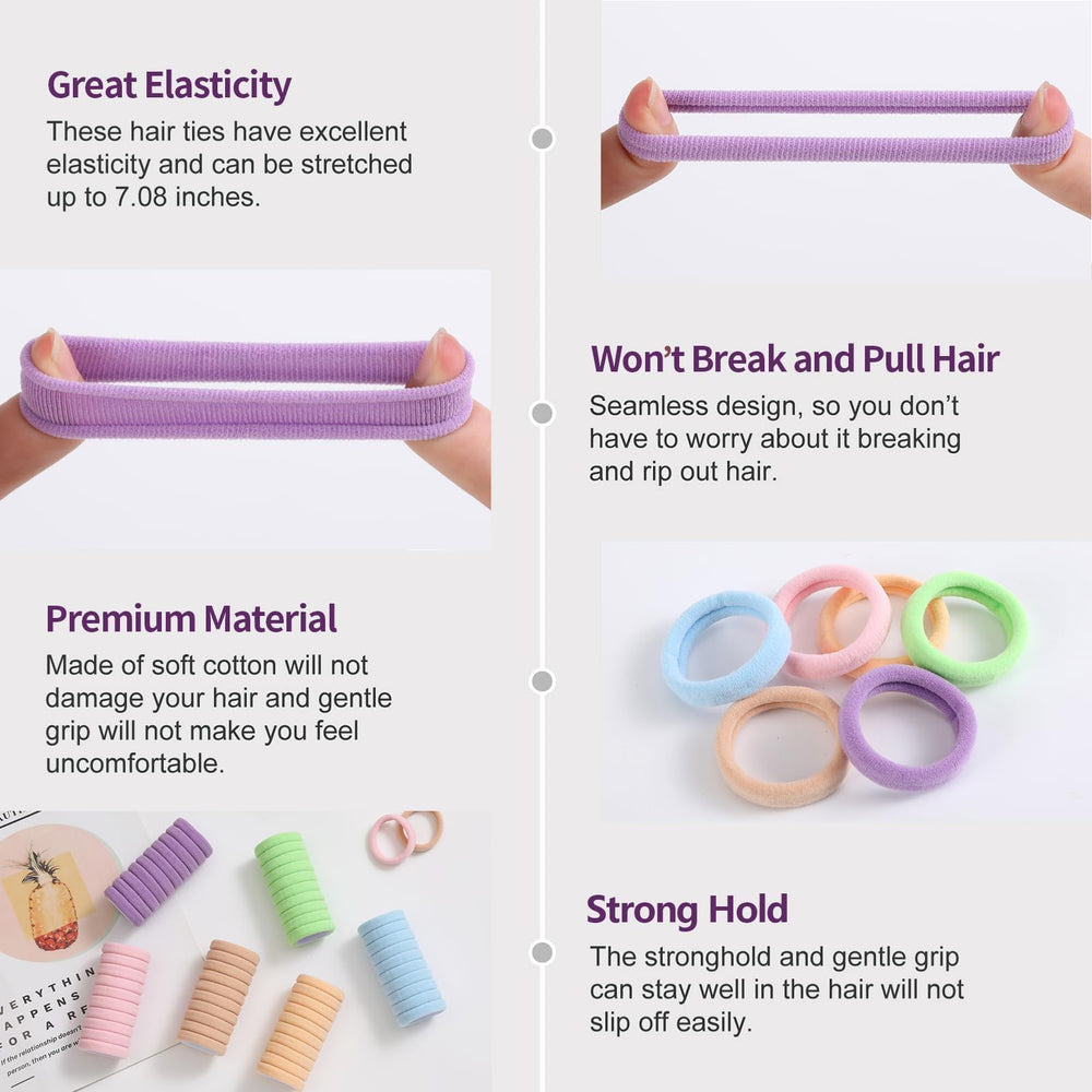 Bessrung hair ties in hand demonstrating size and strong elastic hold
