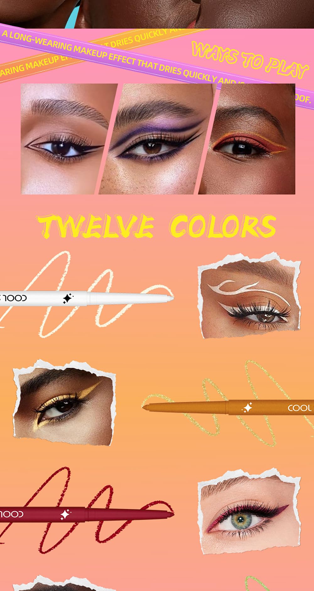 BestLand model wearing glitter liner at party showcasing long-lasting color
